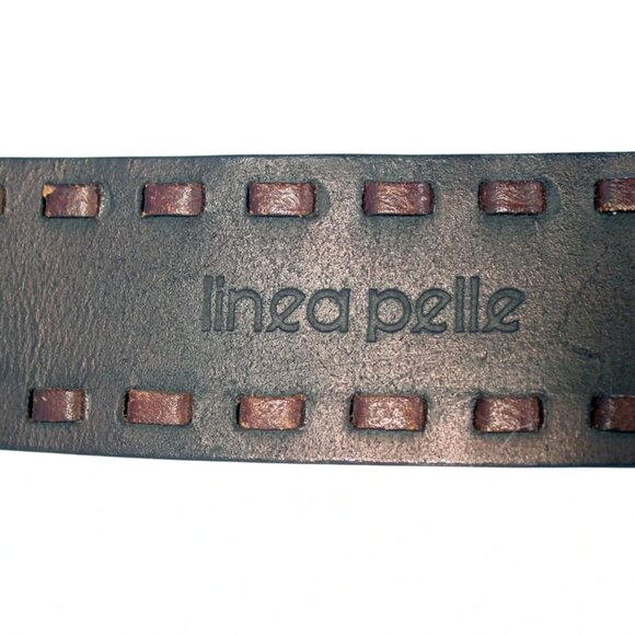 LINEA PELLE Handmade Wide Leather Running Stitch Belt Women's M (33.5-37.5 in) - Picture 6 of 6
